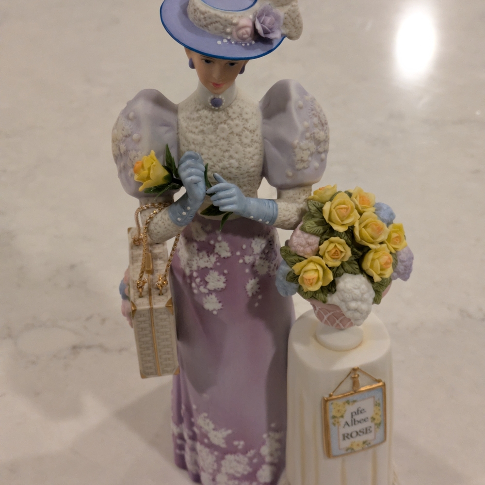 Avon 2001 Lavender Dress and Yellow Floral Porcelain Figurine